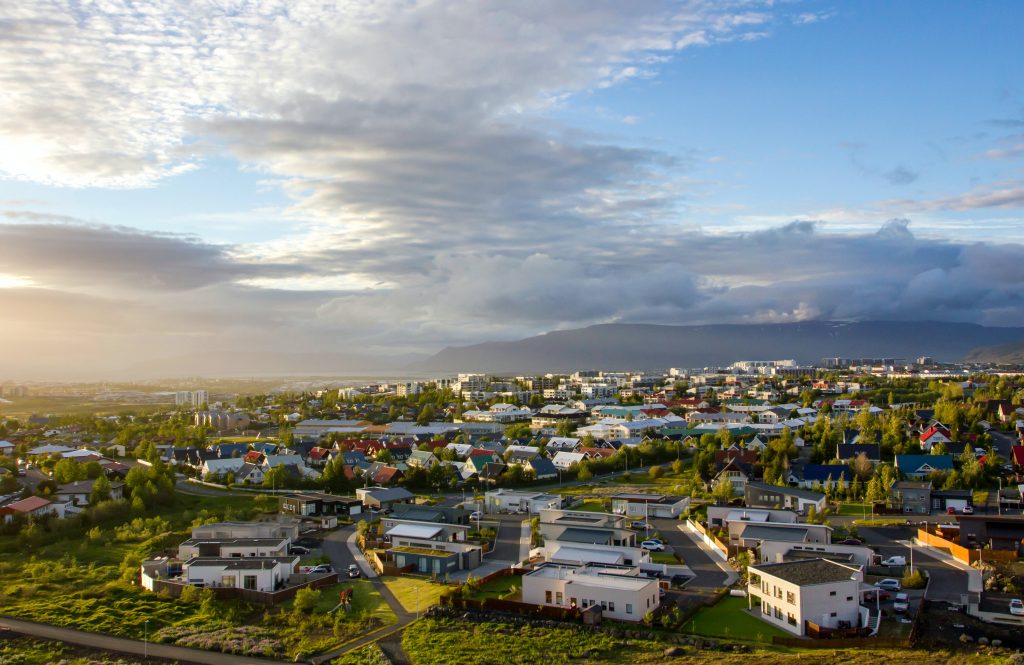 La ciudad de Reikiavik, Islandia.